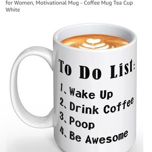 White and Black Coffee Mug with Humorous To-Do List